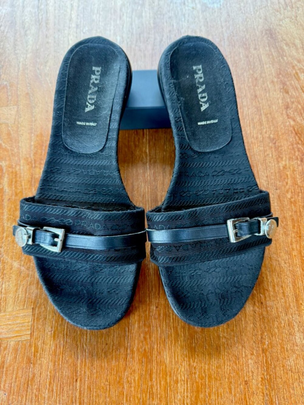 Prada Sandals, vintage, slides, size 39, 8.5, Black
